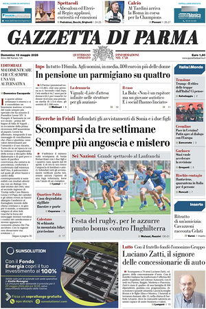 Prima pagina Gazzetta di Parma di oggi - Quotidiano regionale