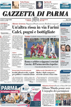 Prima pagina Gazzetta di Parma di oggi - Quotidiano regionale