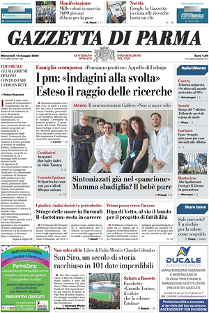 Prima pagina Gazzetta di Parma di oggi - Quotidiano regionale
