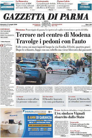 Prima pagina Gazzetta di Parma di oggi - Quotidiano regionale