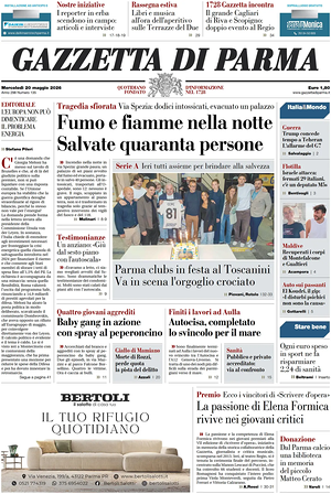 Prima pagina Gazzetta di Parma di oggi - Quotidiano regionale