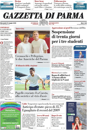 Prima pagina Gazzetta di Parma di oggi - Quotidiano regionale