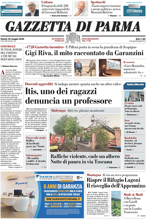 Prima pagina Gazzetta di Parma di oggi - Quotidiano regionale