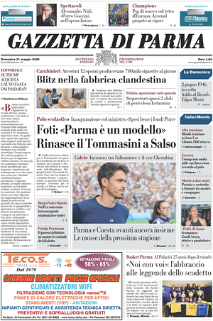 Prima pagina Gazzetta di Parma di oggi - Quotidiano regionale
