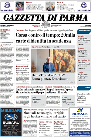 Prima pagina Gazzetta di Parma di oggi - Quotidiano regionale