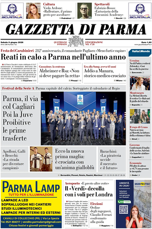 Prima pagina Gazzetta di Parma di oggi - Quotidiano regionale