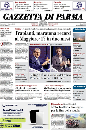 Prima pagina Gazzetta di Parma di oggi - Quotidiano regionale