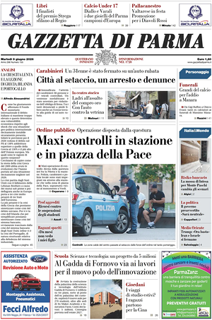 Prima pagina Gazzetta di Parma di oggi - Quotidiano regionale