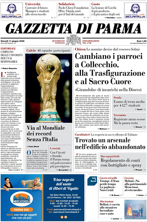 Prima pagina Gazzetta di Parma di oggi - Quotidiano regionale