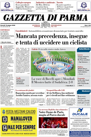 Prima pagina Gazzetta di Parma di oggi - Quotidiano regionale