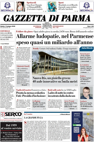 Prima pagina Gazzetta di Parma di oggi - Quotidiano regionale