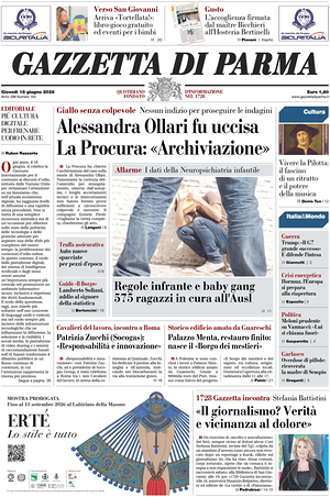 Prima pagina Gazzetta di Parma di oggi - Quotidiano regionale
