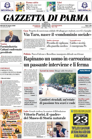 Prima pagina Gazzetta di Parma di oggi - Quotidiano regionale