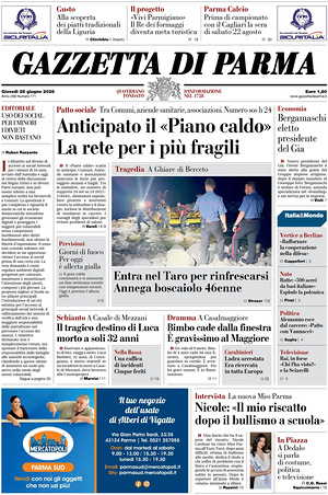 Prima pagina Gazzetta di Parma di oggi - Quotidiano regionale