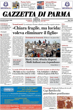 Prima pagina Gazzetta di Parma di oggi - Quotidiano regionale