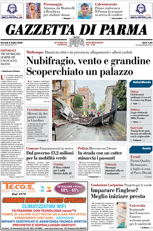 Prima pagina Gazzetta di Parma di oggi - Quotidiano regionale