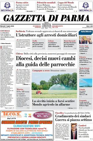Prima pagina Gazzetta di Parma di oggi - Quotidiano regionale