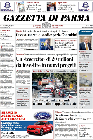 Prima pagina Gazzetta di Parma di oggi - Quotidiano regionale