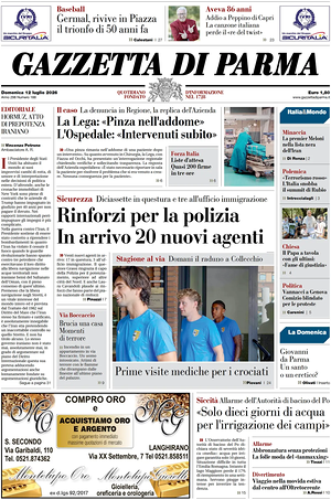 Prima pagina Gazzetta di Parma di oggi - Quotidiano regionale
