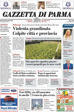 Prima pagina Gazzetta di Parma di oggi - Quotidiano regionale