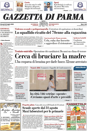 Prima pagina Gazzetta di Parma di oggi - Quotidiano regionale