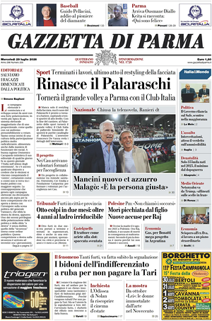 Prima pagina Gazzetta di Parma di oggi - Quotidiano regionale
