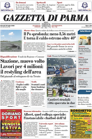 Prima pagina Gazzetta di Parma di oggi - Quotidiano regionale
