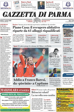 Prima pagina Gazzetta di Parma di oggi - Quotidiano regionale