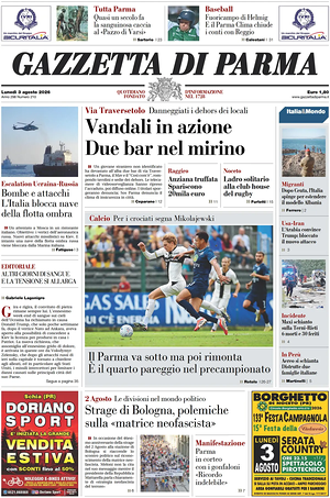 Prima pagina Gazzetta di Parma di oggi - Quotidiano regionale