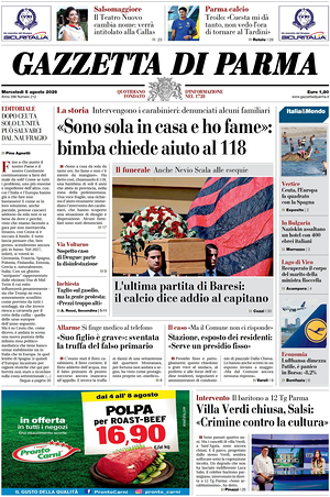 Prima pagina Gazzetta di Parma di oggi - Quotidiano regionale