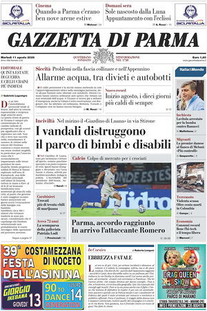 Prima pagina Gazzetta di Parma di oggi - Quotidiano regionale