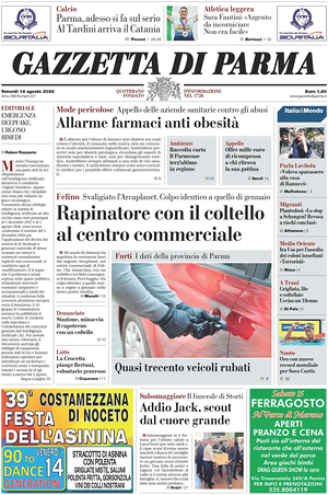 Prima pagina Gazzetta di Parma di oggi - Quotidiano regionale
