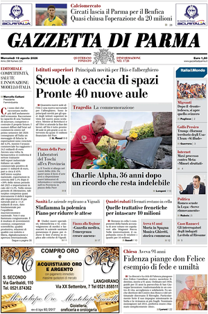 Prima pagina Gazzetta di Parma di oggi - Quotidiano regionale