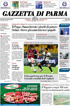 Prima pagina Gazzetta di Parma di oggi - Quotidiano regionale