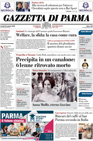 Prima pagina Gazzetta di Parma di oggi - Quotidiano regionale