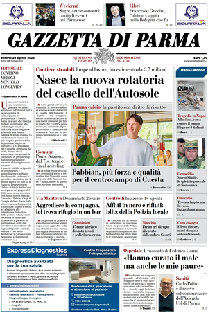 Prima pagina Gazzetta di Parma di oggi - Quotidiano regionale