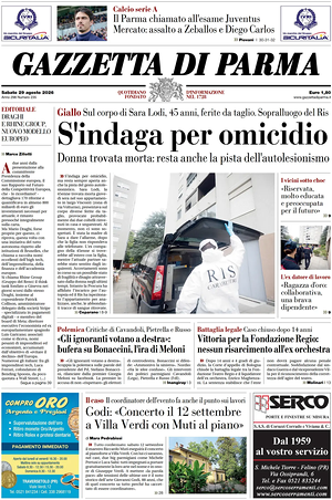 Prima pagina Gazzetta di Parma di oggi - Quotidiano regionale