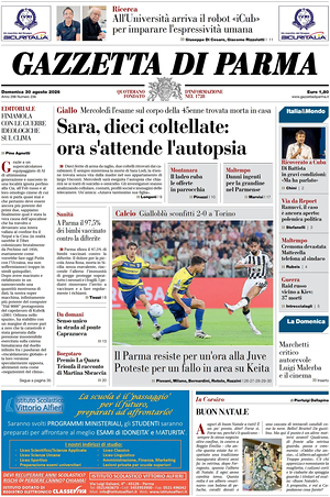 Prima pagina Gazzetta di Parma di oggi - Quotidiano regionale