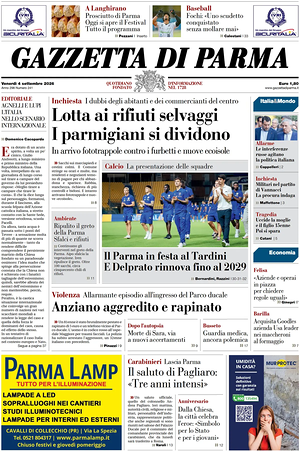 Prima pagina Gazzetta di Parma di oggi - Quotidiano regionale