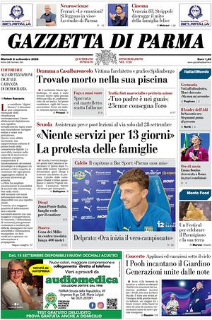 Prima pagina Gazzetta di Parma di oggi - Quotidiano regionale