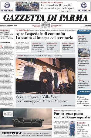 Prima pagina Gazzetta di Parma di oggi - Quotidiano regionale