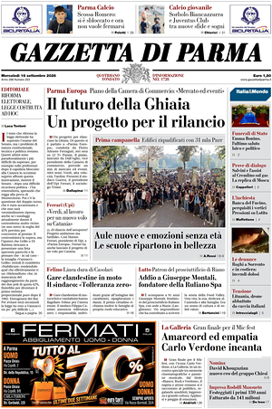 Prima pagina Gazzetta di Parma di oggi - Quotidiano regionale