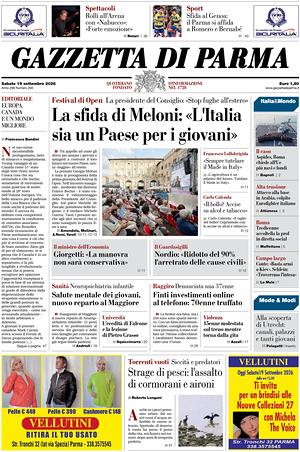 Prima pagina Gazzetta di Parma di oggi - Quotidiano regionale