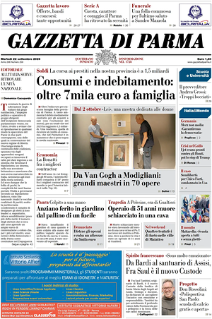 Prima pagina Gazzetta di Parma di oggi - Quotidiano regionale