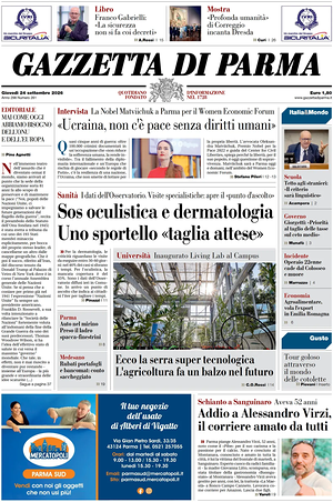 Prima pagina Gazzetta di Parma di oggi - Quotidiano regionale