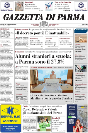 Prima pagina Gazzetta di Parma di oggi - Quotidiano regionale