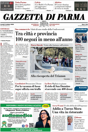 Prima pagina Gazzetta di Parma di oggi - Quotidiano regionale
