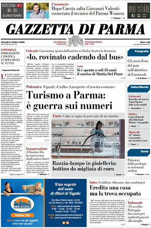 Prima pagina Gazzetta di Parma di oggi - Quotidiano regionale