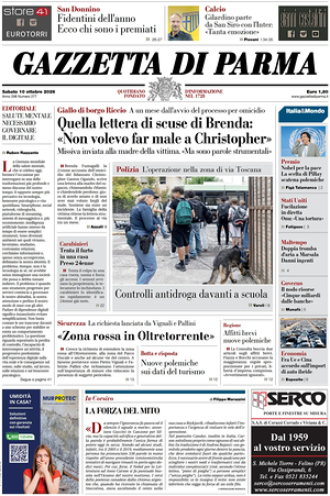 Prima pagina Gazzetta di Parma di oggi - Quotidiano regionale