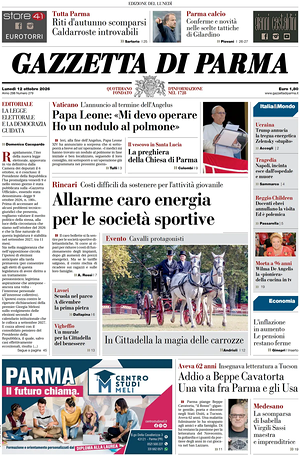 Prima pagina Gazzetta di Parma di oggi - Quotidiano regionale